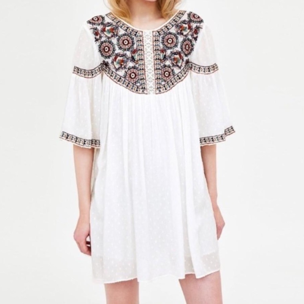 Zara Plumetis Boho Dress